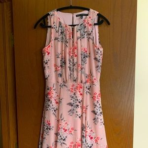 WHBM pink floral chiffon keyhole midi dress 8